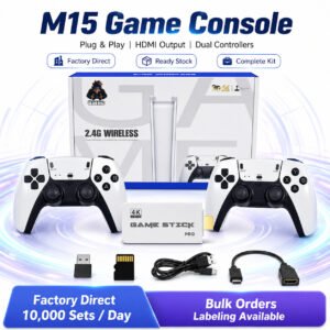M15 1080p Retro TV Game Stick with Dual Wireless Controllers